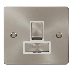 Scolmore Click Define Flat plate FPBS751WH 13A DP Switched Fused Connection Unit Brushed Steel White Insert