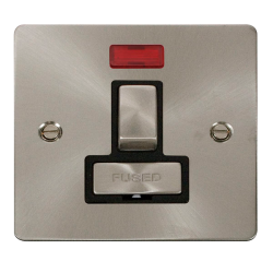 Scolmore Click Define Flat plate FPBS752BK 13A DP Switched Fused Connection Unit With Neon Brushed Steel Black insert