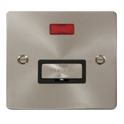Scolmore Click Define Flat plate FPBS753BK 13A Fused Connection Unit With Neon Brushed Steel Black insert