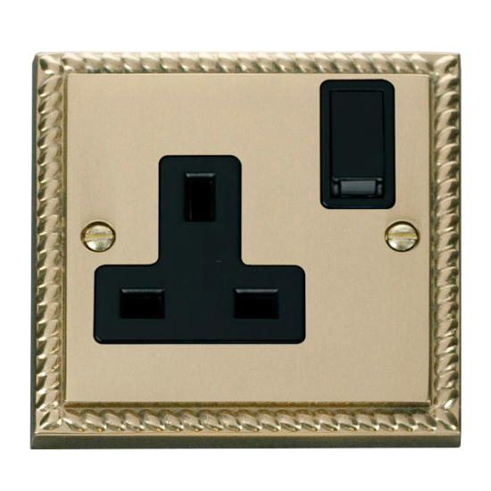 Scolmore GCBR035BK Deco 1 Gang 13A DP Switched Socket Outlet