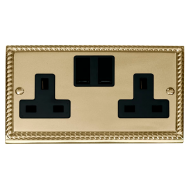 Scolmore GCBR036BK Deco 2 Gang 13A DP Switched Socket Outlet