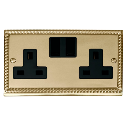 Scolmore GCBR036BK Deco 2 Gang 13A DP Switched Socket Outlet