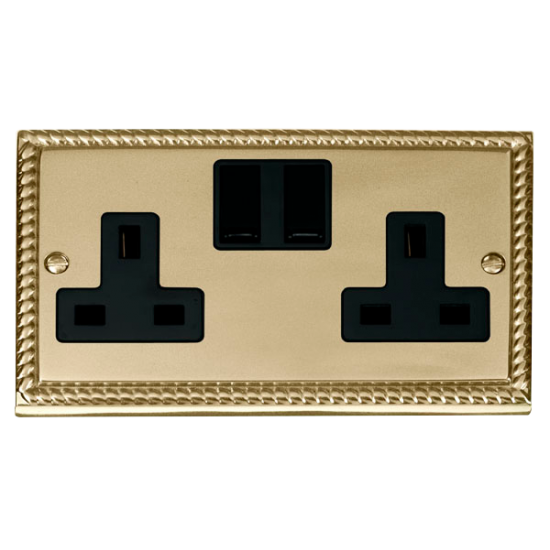 Scolmore GCBR036BK Deco 2 Gang 13A DP Switched Socket Outlet