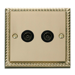 GCBR066BK Deco Twin Coaxial Socket Outlet - Black