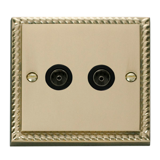 GCBR066BK Deco Twin Coaxial Socket Outlet - Black