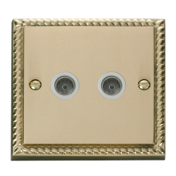 GCBR066WH Deco Twin Coaxial Socket Outlet - White