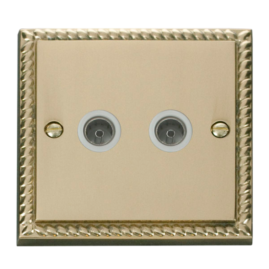 GCBR066WH Deco Twin Coaxial Socket Outlet - White