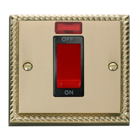 GCBR201BK Deco 1 Gang 45A DP Switch With Neon - Bl