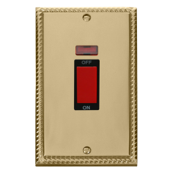 GCBR203BK Deco 2 Gang 45A DP Switch With Neon - Bl