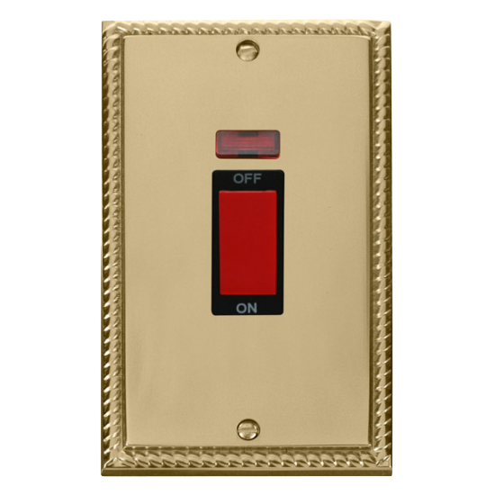 GCBR203BK Deco 2 Gang 45A DP Switch With Neon - Bl