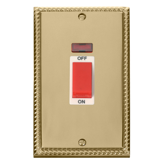 GCBR203WH Deco 2 Gang 45A DP Switch With Neon - Wh