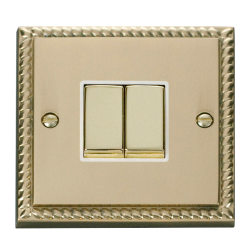 GCBR412WH Deco 2 Gang 2 Way 'Ingot' 10AX Switch -