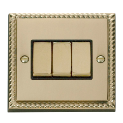 GCBR413BK Deco 3 Gang 2 Way 'Ingot' 10AX Switch -