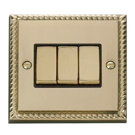 GCBR413BK Deco 3 Gang 2 Way 'Ingot' 10AX Switch -