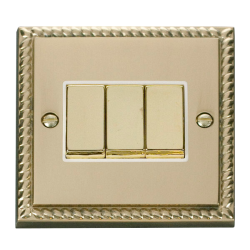 GCBR413WH Deco 3 Gang 2 Way 'Ingot' 10AX Switch -