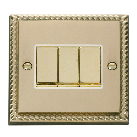 GCBR413WH Deco 3 Gang 2 Way 'Ingot' 10AX Switch -