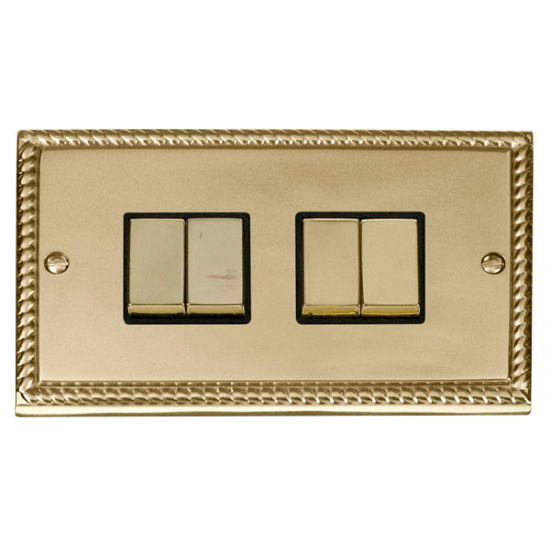 GCBR414BK Deco 4 Gang 2 Way 'Ingot' 10AX Switch -
