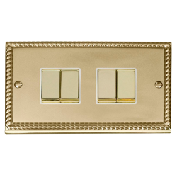 GCBR414WH Deco 4 Gang 2 Way 'Ingot' 10AX Switch -