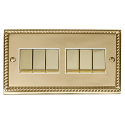 GCBR416WH Deco 6 Gang 2 Way 'Ingot' 10AX Switch -