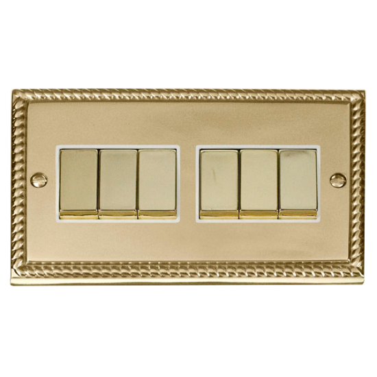 GCBR416WH Deco 6 Gang 2 Way 'Ingot' 10AX Switch -