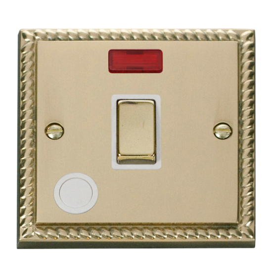 GCBR523WH Deco 20A 1 Gang DP 'Ingot' Switch With F