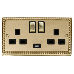 GCBR570BK Deco 13A 2G Ingot Switched Socket With 2