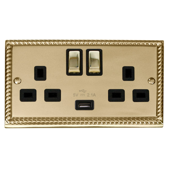 GCBR570BK Deco 13A 2G Ingot Switched Socket With 2