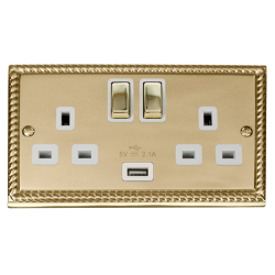 GCBR570WH Deco 13A 2G Ingot Switched Socket With 2
