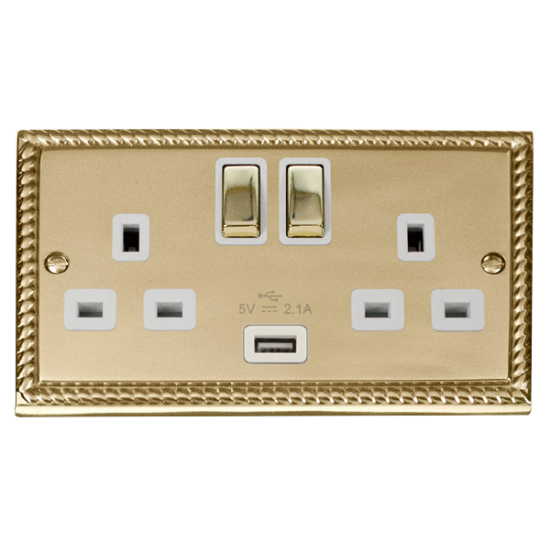 GCBR570WH Deco 13A 2G Ingot Switched Socket With 2