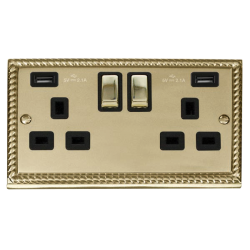 GCBR580BK Deco 13A Ingot 2 Gang Switched Socket Wi