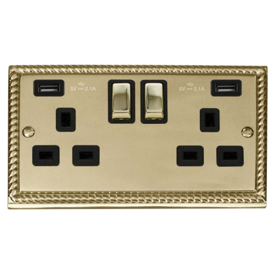 GCBR580BK Deco 13A Ingot 2 Gang Switched Socket Wi