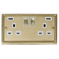 GCBR580WH Deco 13A Ingot 2 Gang Switched Socket Wi
