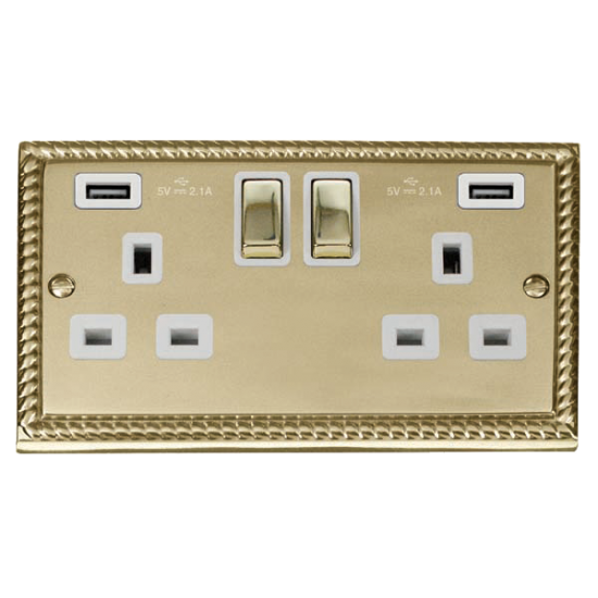 GCBR580WH Deco 13A Ingot 2 Gang Switched Socket Wi