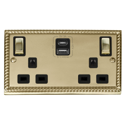 GCBR586BK Deco 2G 13A SW SKT 4.2A A&C USB INGOT GC