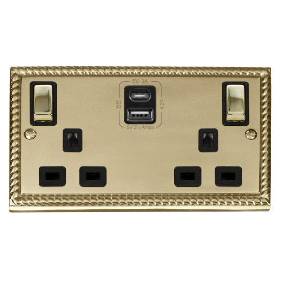 GCBR586BK Deco 2G 13A SW SKT 4.2A A&C USB INGOT GC