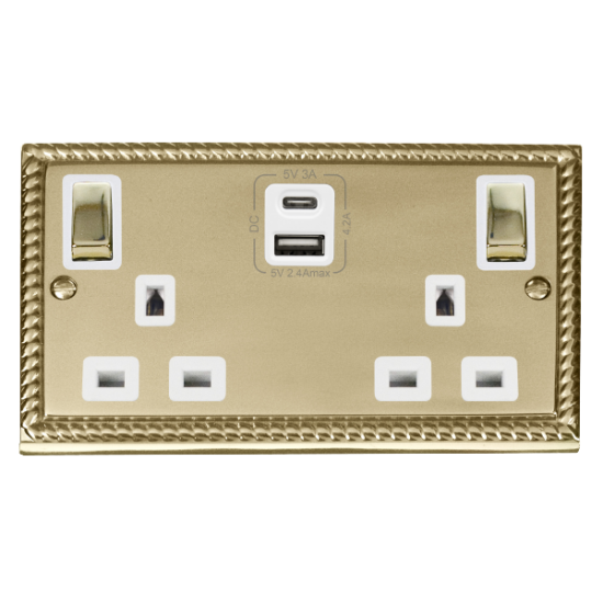 GCBR586WH Deco 2G 13A SW SKT 4.2A A&C USB INGOT GC