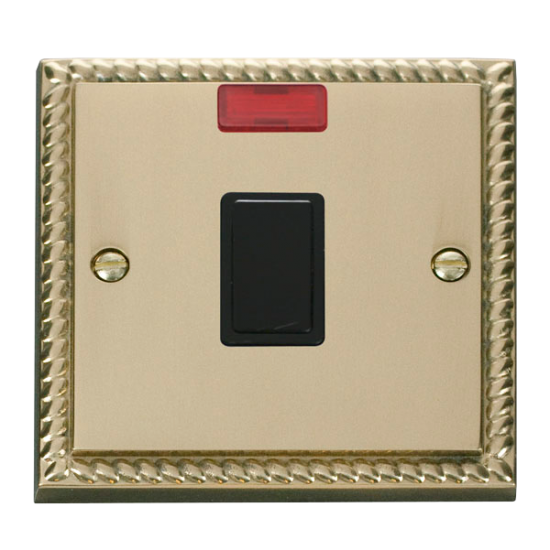 GCBR623BK Deco 20A 1 Gang DP Switch + Neon - Black
