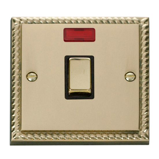 GCBR723BK Deco 20A 1 Gang DP 'Ingot' Switch + Neon