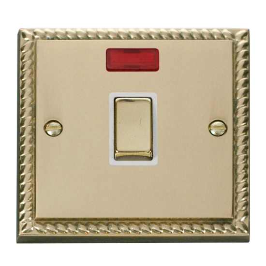GCBR723WH Deco 20A 1 Gang DP 'Ingot' Switch + Neon