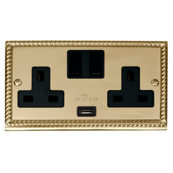 GCBR770BK Deco 13A 2G Switched Socket With 2.1A US