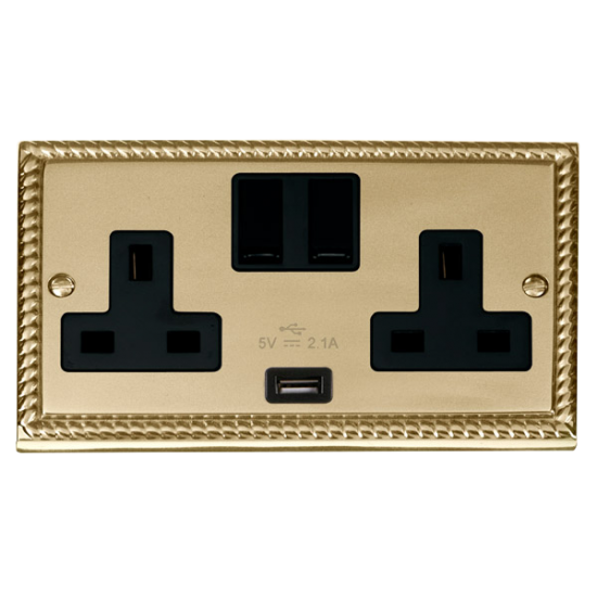 GCBR770BK Deco 13A 2G Switched Socket With 2.1A US