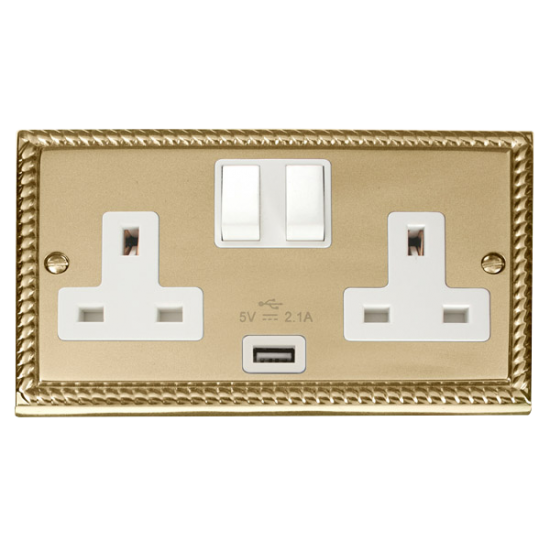 GCBR770WH Deco 13A 2G Switched Socket With 2.1A US