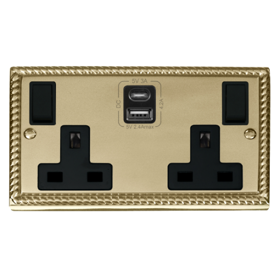 GCBR786BK Deco 2G 13A SW SKT 4.2A A&C USB GCBR BK