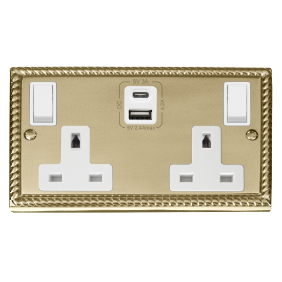 GCBR786WH Deco 2G 13A SW SKT 4.2A A&C USB GCBR WH