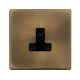 Scolmore Click Definity Complete SFAB038BK 5Amp Round Pin Socket  Antique Brass Black insert screwless