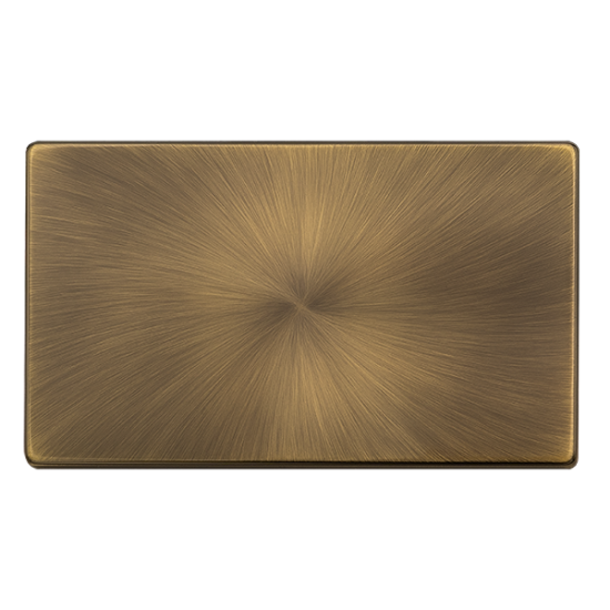 Scolmore Click Definity Complete SFAB061 2 Gang Blank Plate Antique Brass Screwless