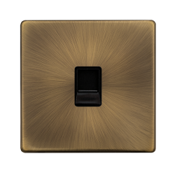 Scolmore Click Definity Complete SFAB120BK Single Telephone Master Outlet Antique Brass Black insert