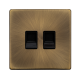 Scolmore Click Definity Complete SFAB121BK Twin Telephone Master Outlet Antique Brass Black insert Screwless
