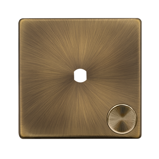Scolmore Click Definity Complete SFAB141PL 1 Gang Unfurnished Dimmer Plate and Knobs Antique Brass Screwless