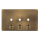 Scolmore Click Definity Complete SFAB143PL 3 Gang Unfurnished Dimmer Plate and Knobs Antique Brass Screwless